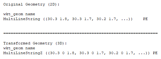 Result: geometries comparison